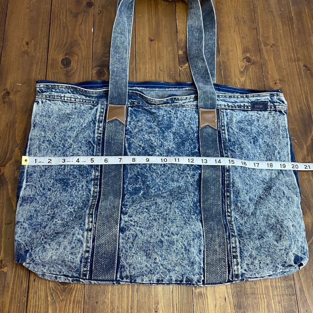Shane vintage zip top denim tote bag - Picture 2 of 7